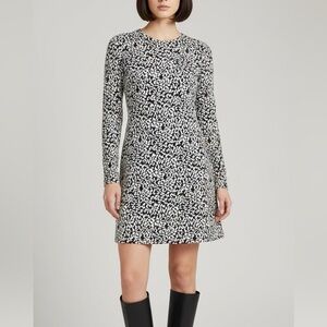 REFORMATION Kenmare Mini Dress Lechat Animal Print Black White